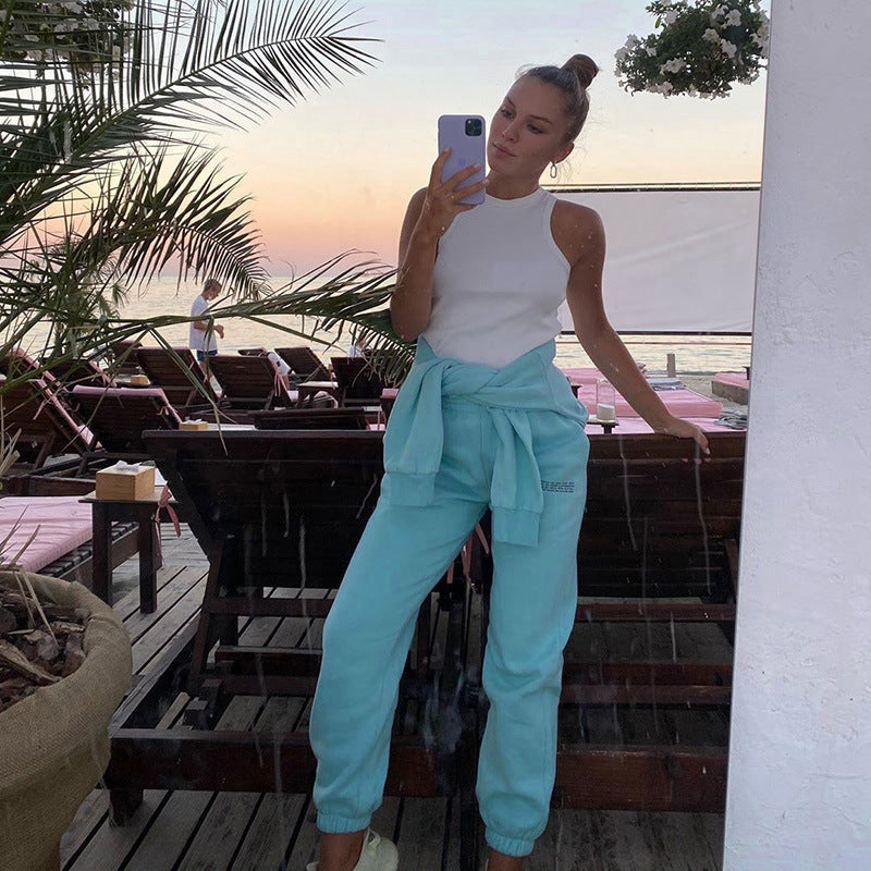 Fashion All-match Loose Neutral Pant Blue